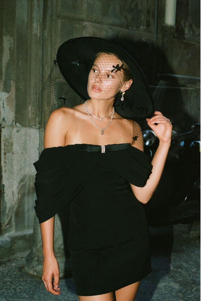 Kate Bow Dress (Black) Product Image