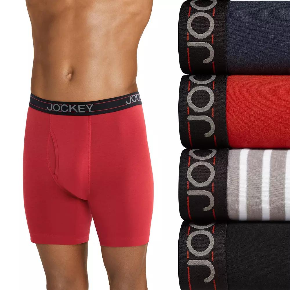 Men's Jockey® 4-Pack Lightweight Cotton Blend 7" Long Leg Boxer Brief,  Product Image