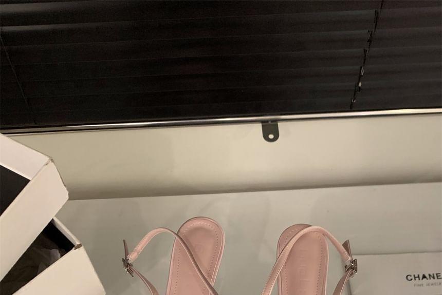 Square Toe Bow Slingback Satin Kitten Heel Pumps Product Image