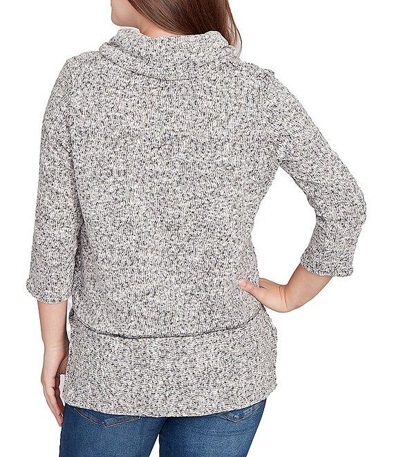 Ruby Rd. Chenille Space-Dye Cowl Neck 3/4 Sleeve Top Product Image