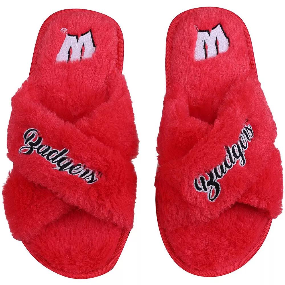 Women's FOCO Wisconsin Badgers Script Cross Slide Slippers, Size: XL, Red Product Image