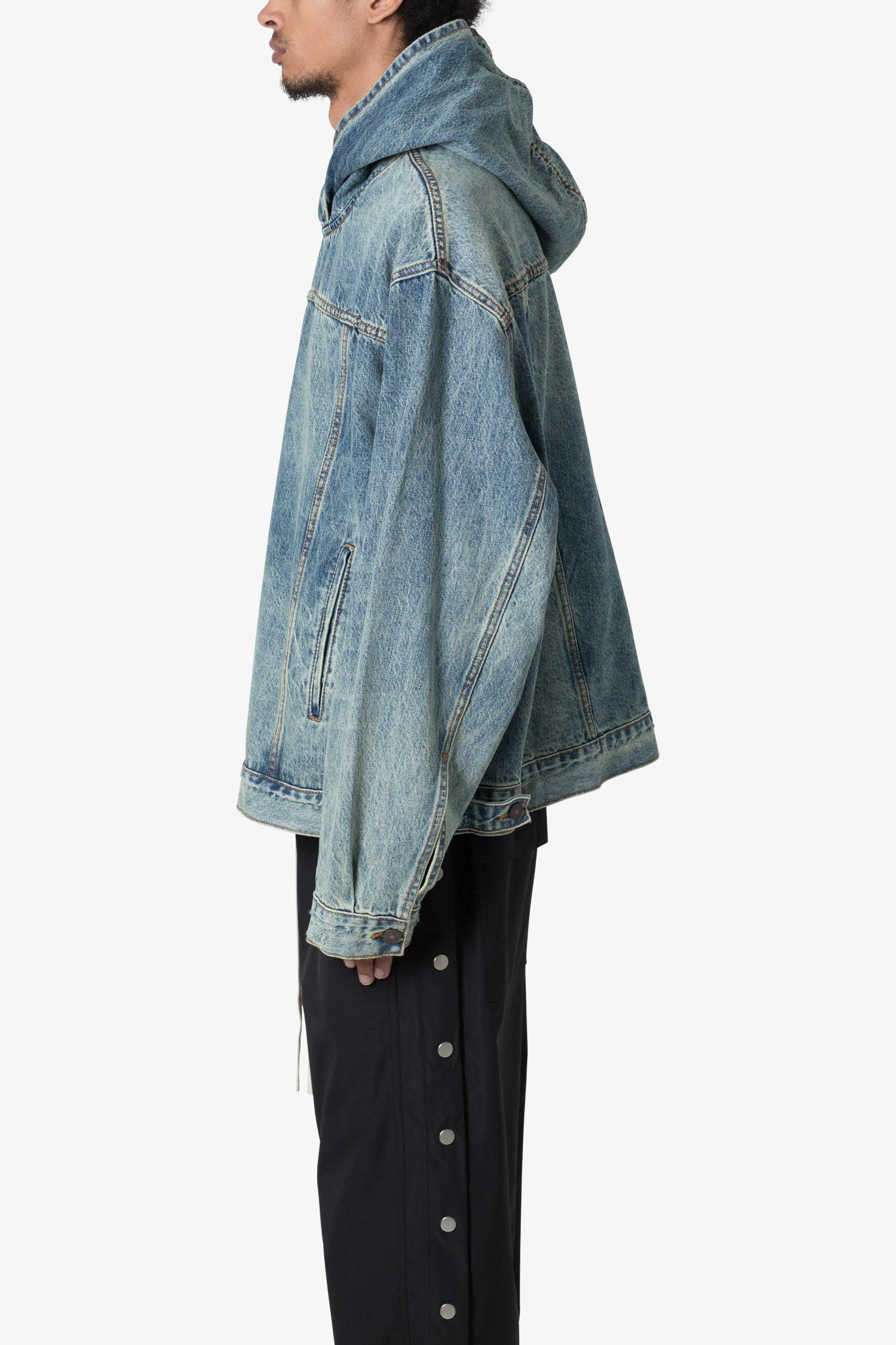 Denim Pullover Hoodie - Vintage Blue Product Image