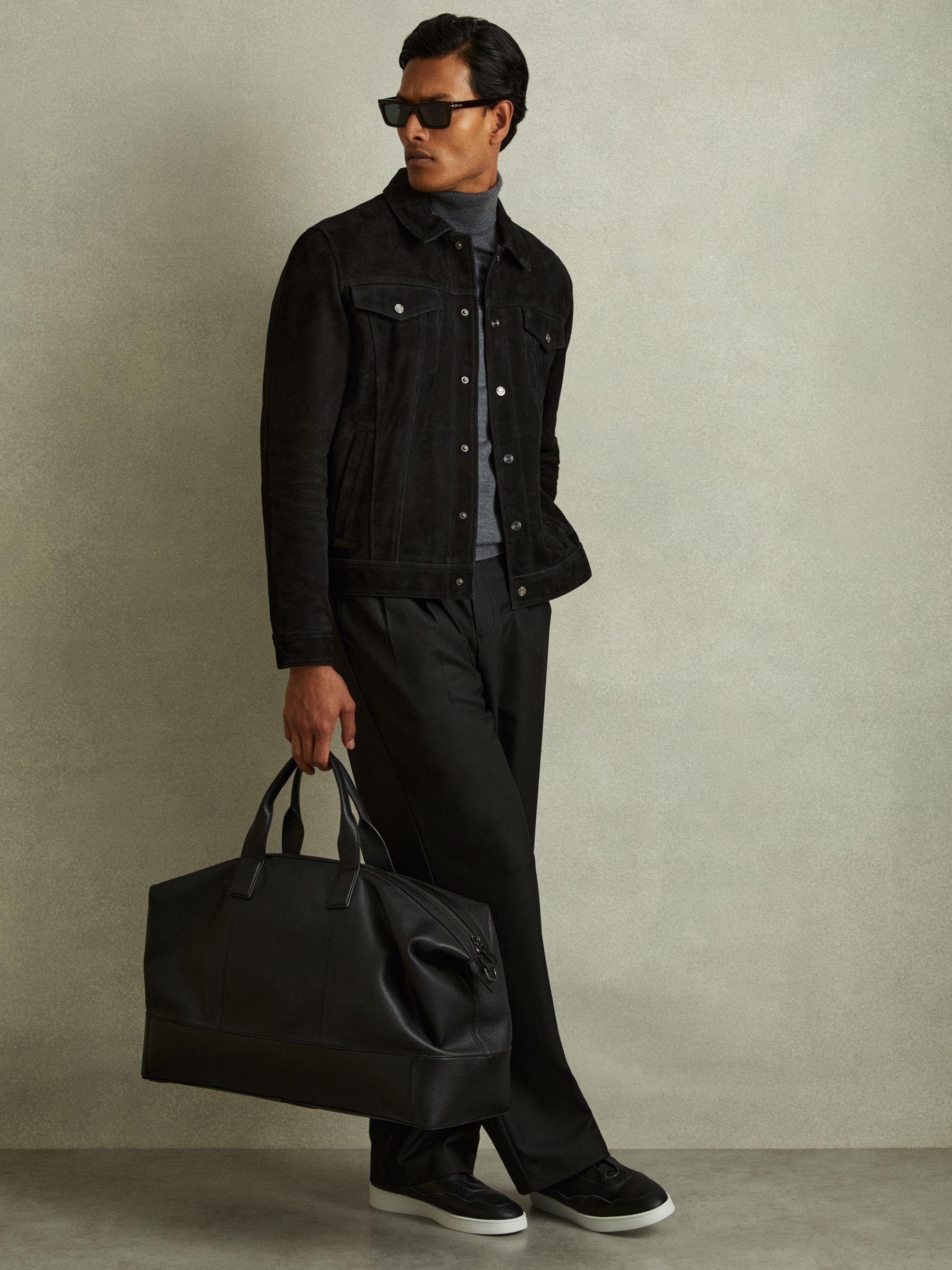 Suede Trucker Jacket in Black Product Image