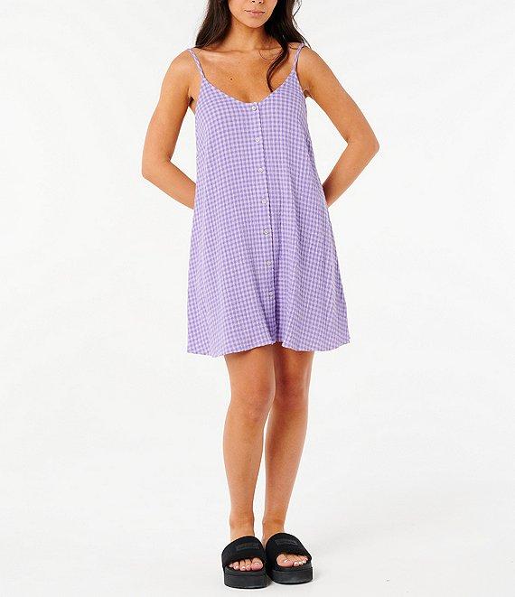 Rip Curl Premium Surf Gingham Sleeveless Swim Cover Up Dress Product Image