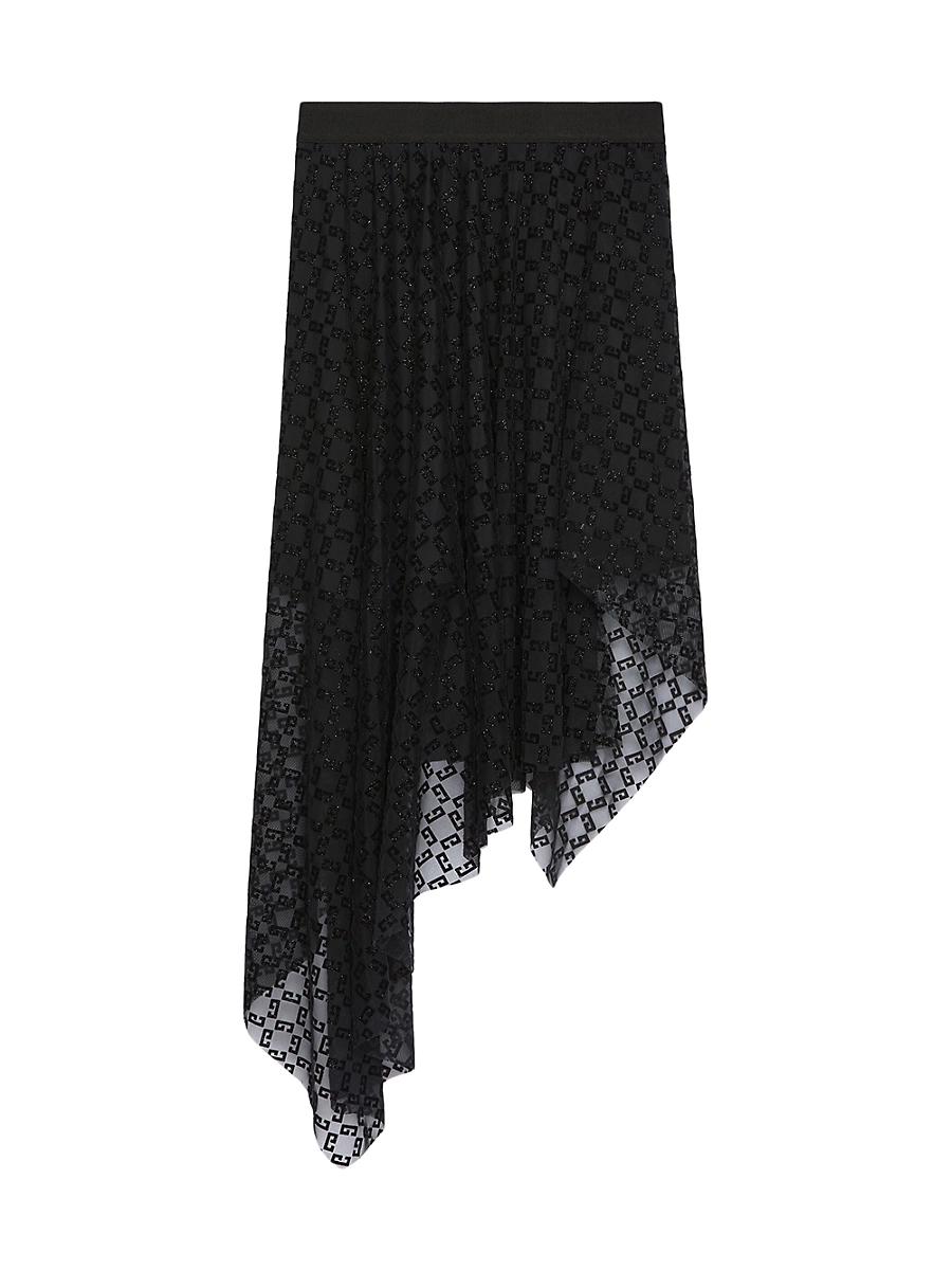 Womens Asymmetric Skirt in Shiny Monogram 72 Tulle Product Image