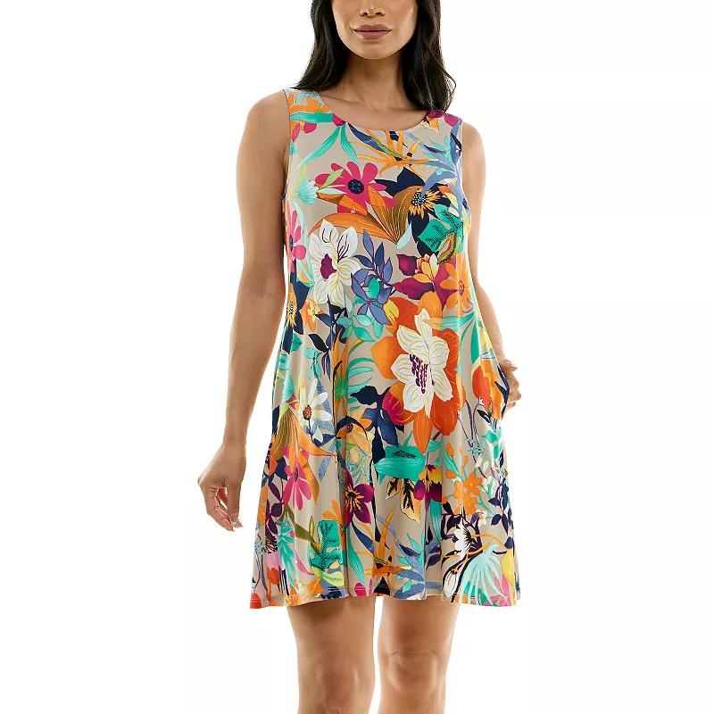 Women's Nina Leonard Puff Print Pocket Trapeze Dress,  Product Image