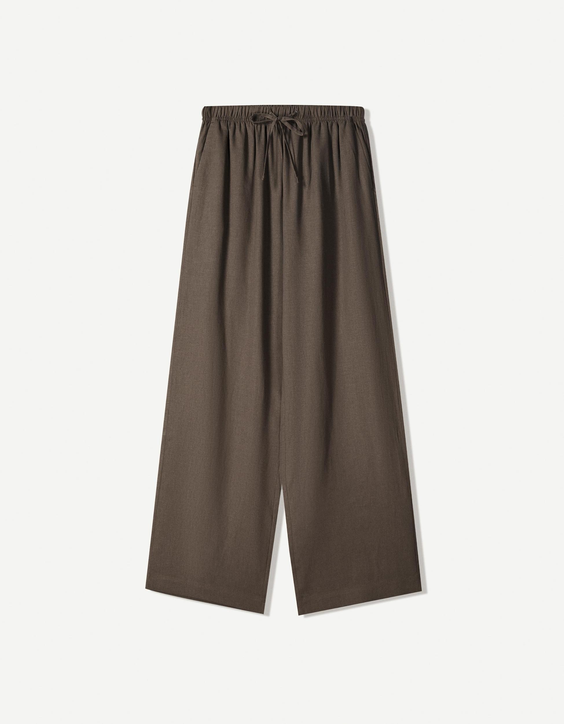 Linen blend pants with an elastic waistband Product Image