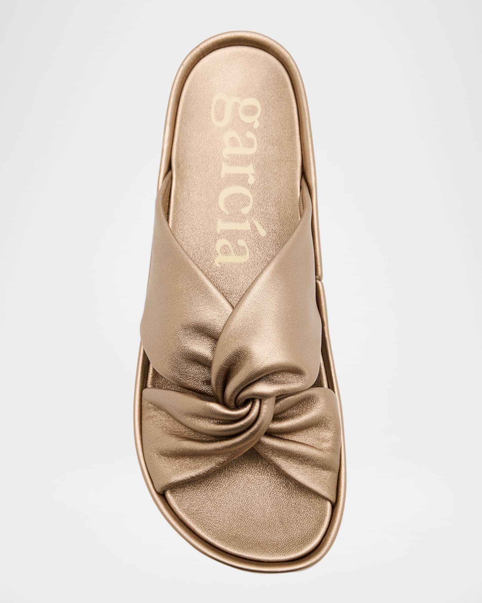 Twisted Metallic Leather Flatform Sandals Product Image