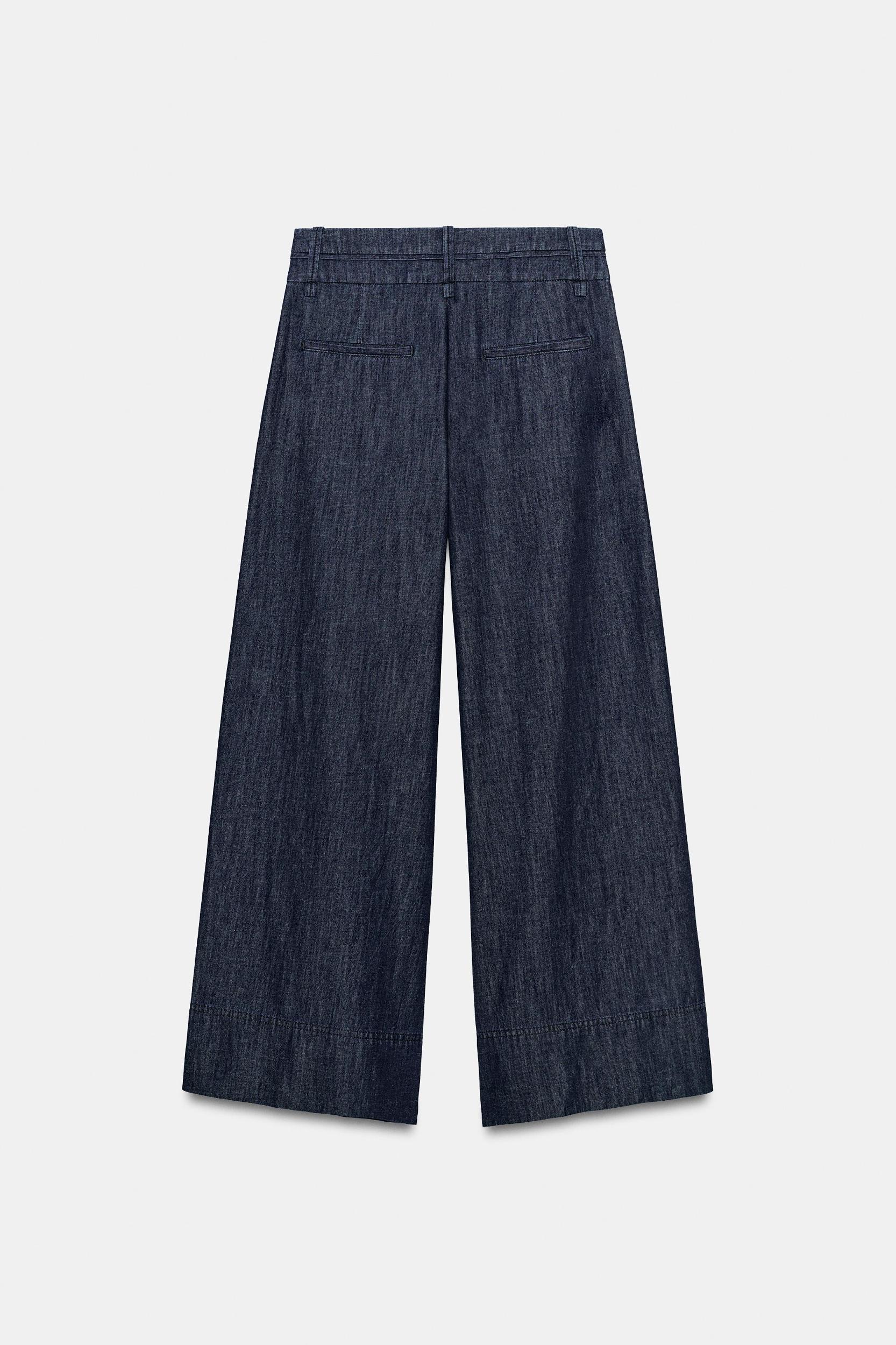 WIDE-LEG LINEN BLEND PANTS Product Image