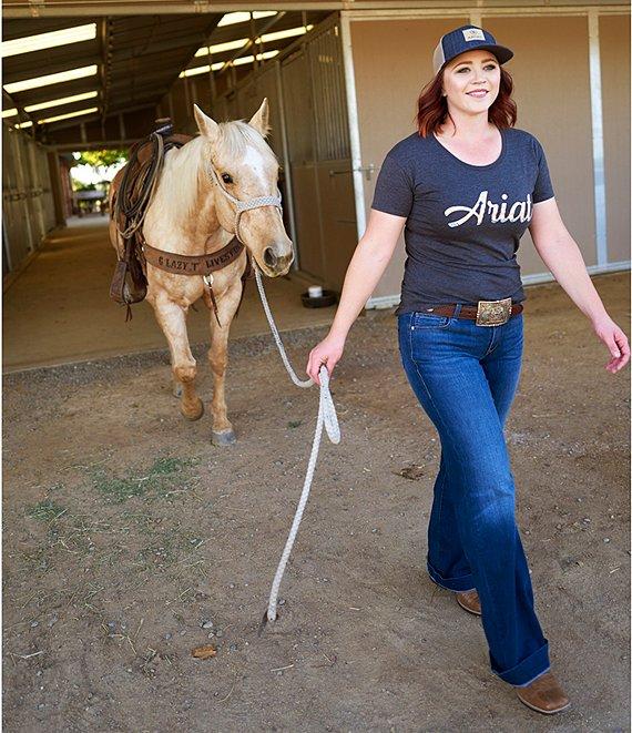 Ariat Kelsea Mid Rise 5-Pocket Stretch Wide Leg Jeans Product Image