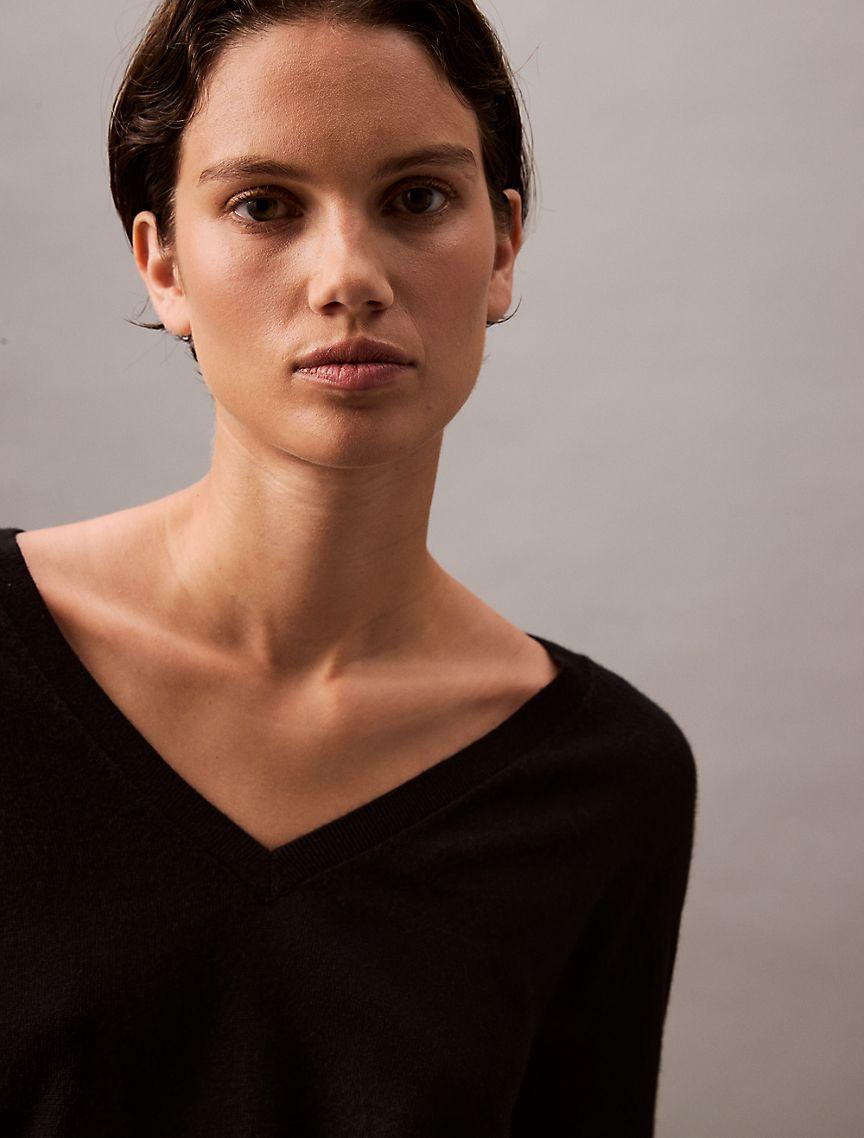 Extra Fine Merino Blend V-Neck Sweater Product Image