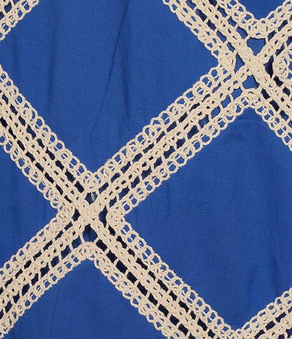 Skies Are Blue Plus Size Macrame Embroidered Double Strap Tank Top Product Image