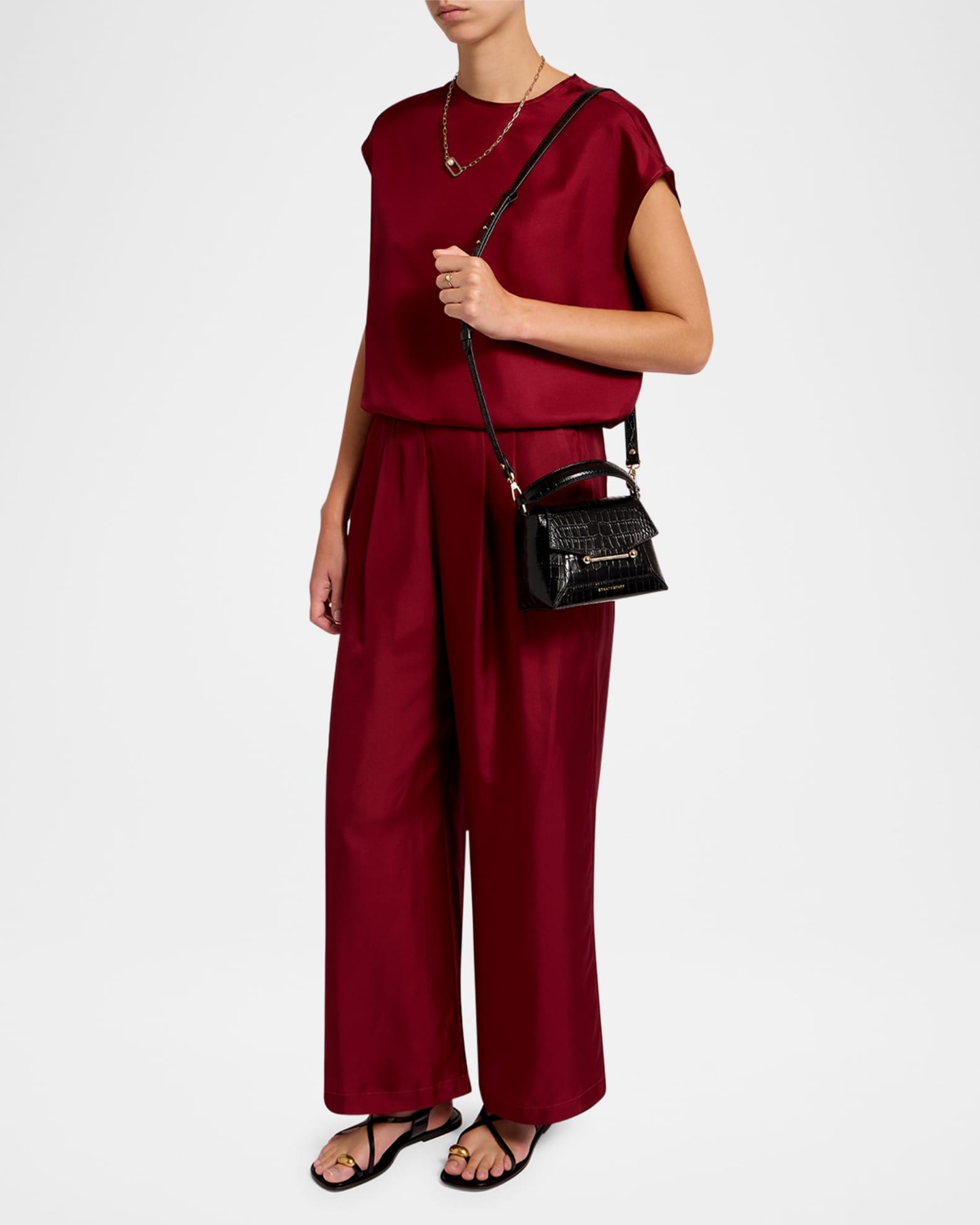 Mosaic Croc-Embossed Leather Top-Handle Bag Product Image