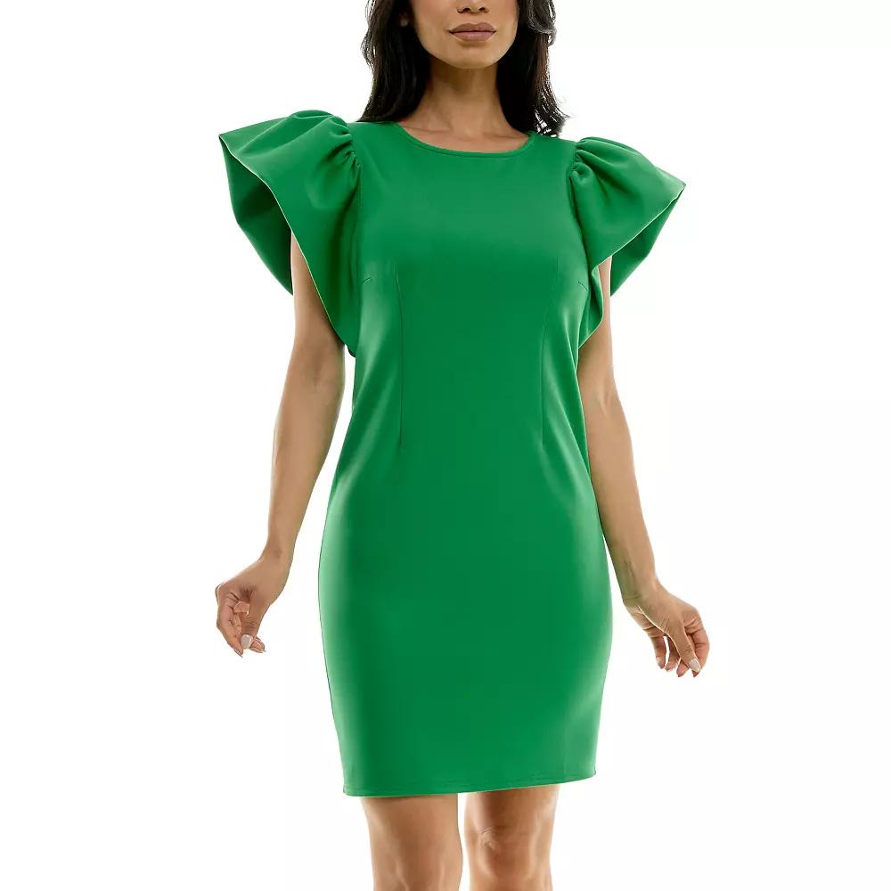 Women's Nina Leonard Ruffle Shoulder Sheath Mini Dress,  Product Image