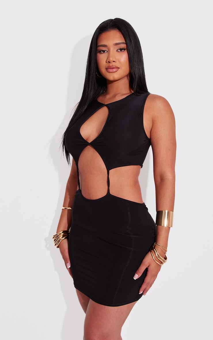 Shape Black Slinky Cut Out Backless Bodycon Dress Product Image
