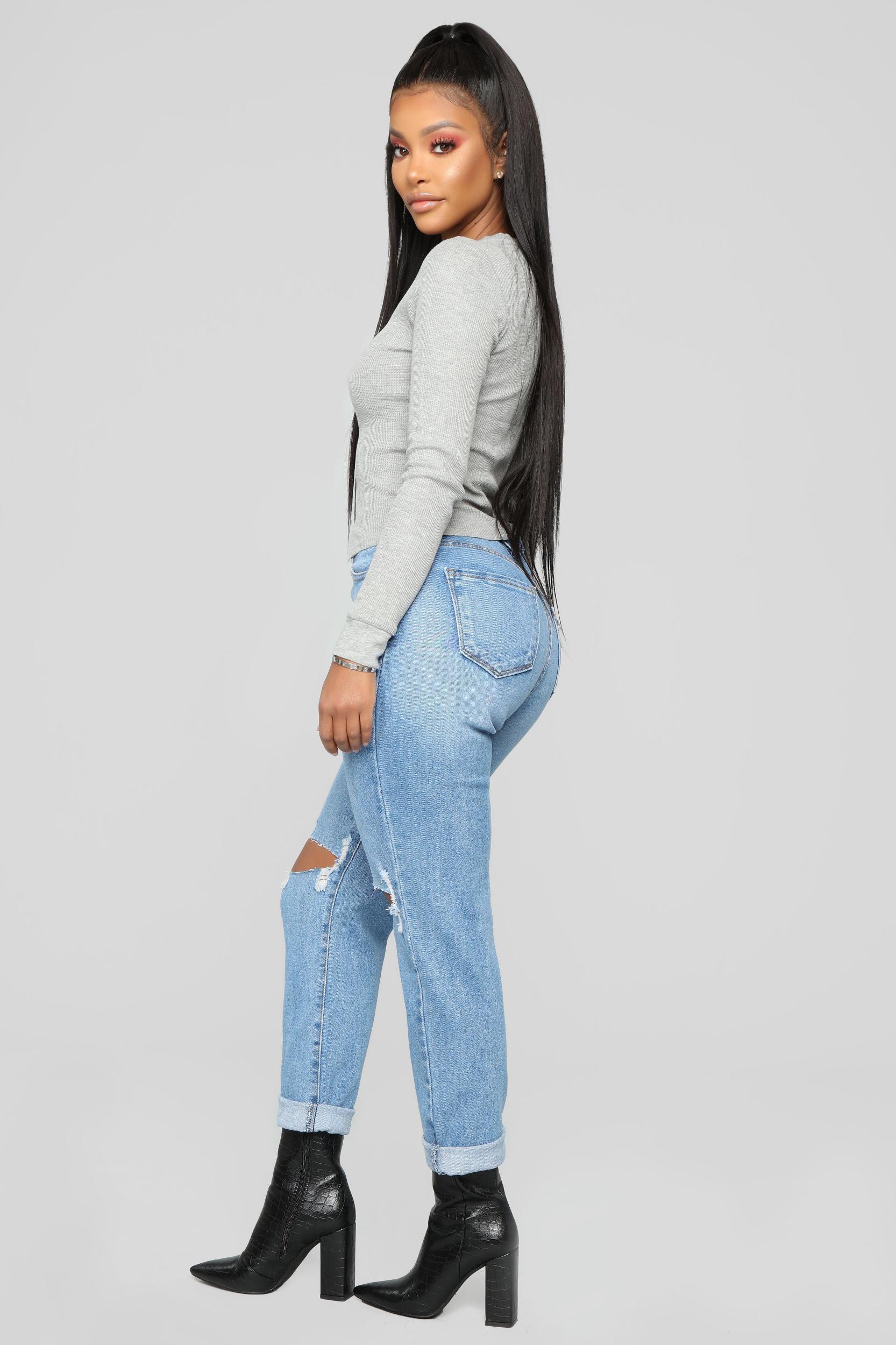 My Favorite Henley Top - HeatherGrey Product Image