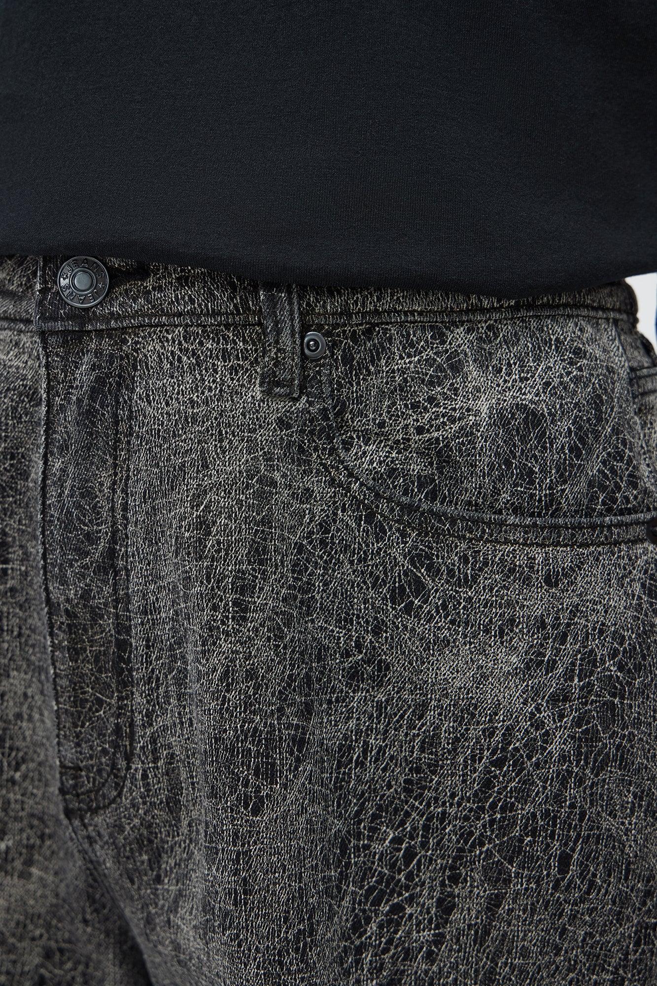 Relaxed Crack The Code Denim Shorts - Grey Male Product Image