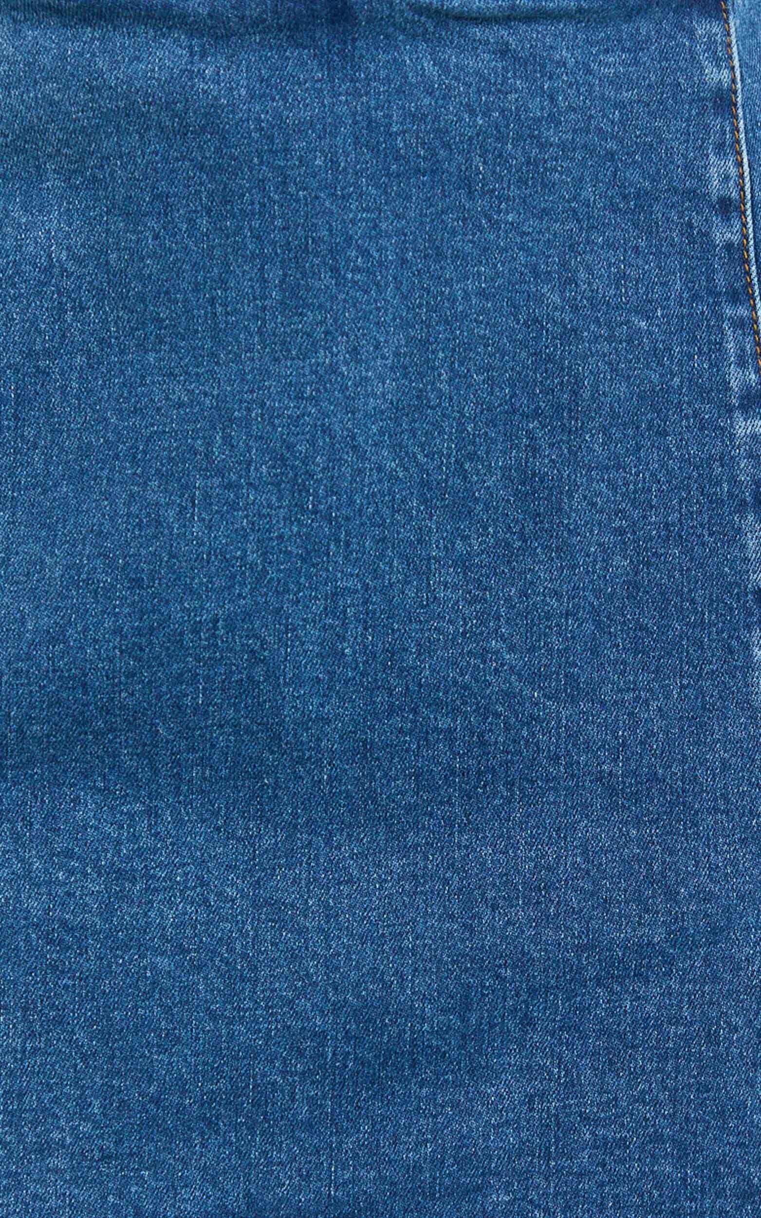 Peters Skort - Fitted Side Split Mini Skort in Mid Blue Wash Product Image