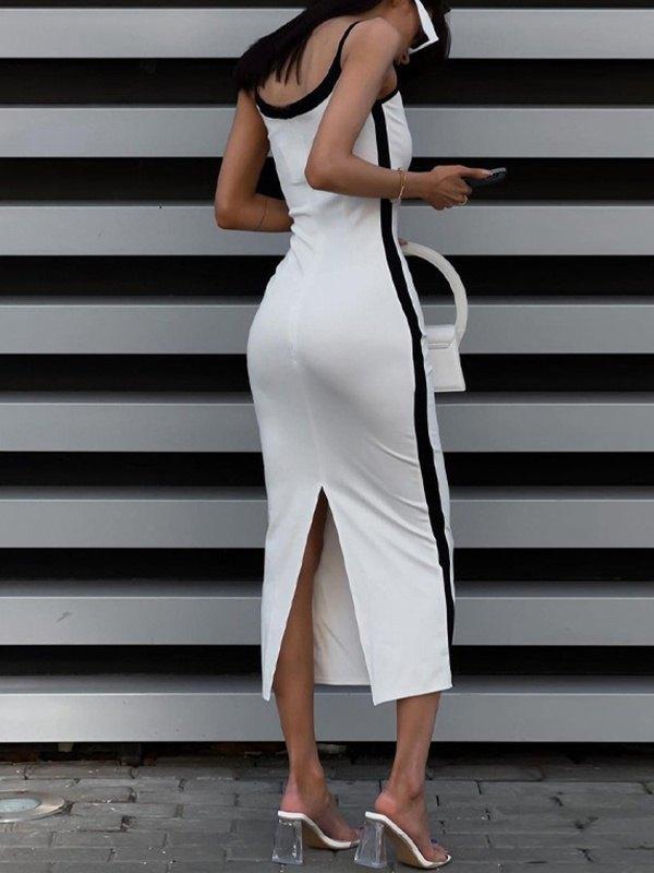 Contrast Back Split Bodycon Maxi Dress Product Image