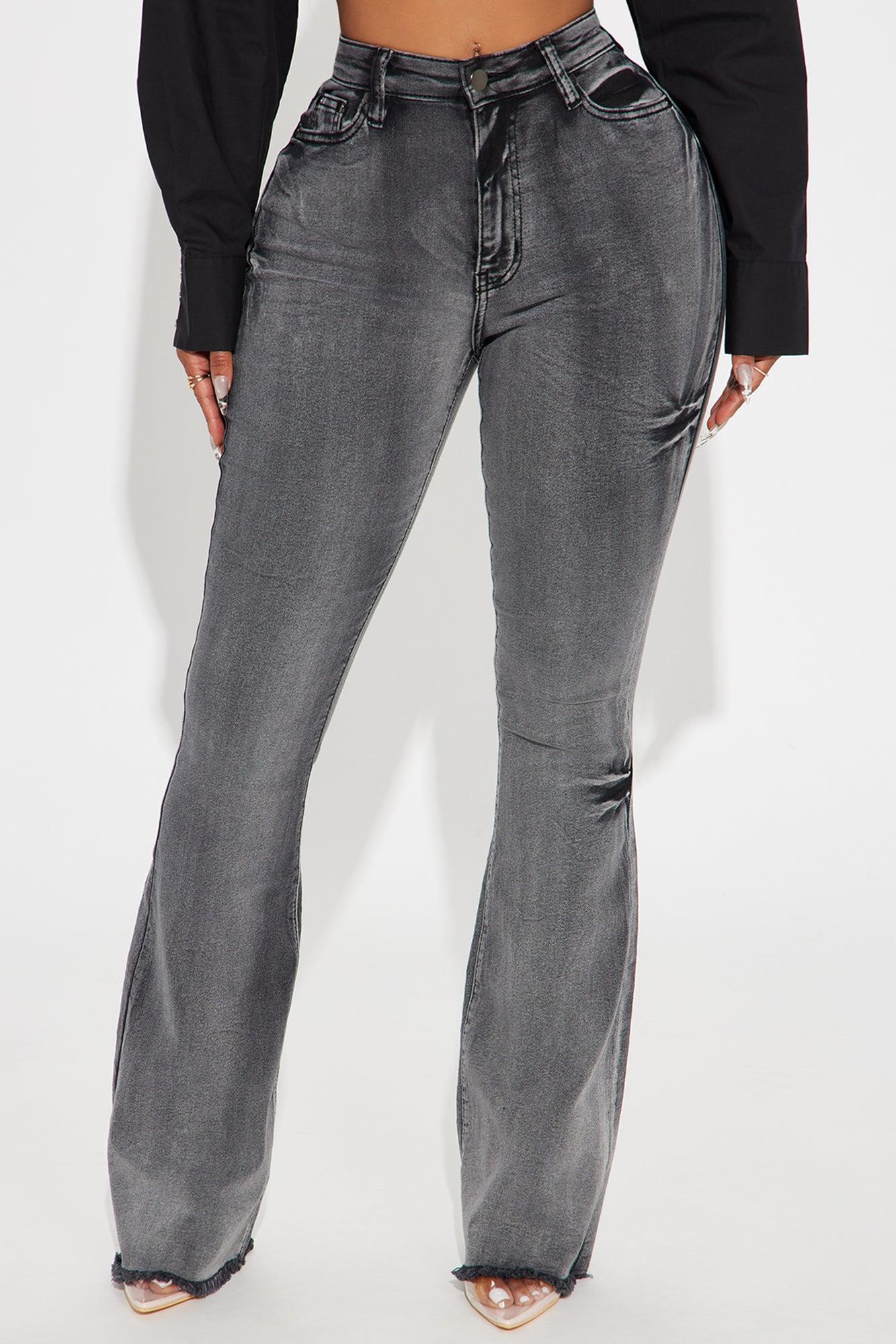Highest Stakes Stretch Flare Jeans - Black Wash Product Image