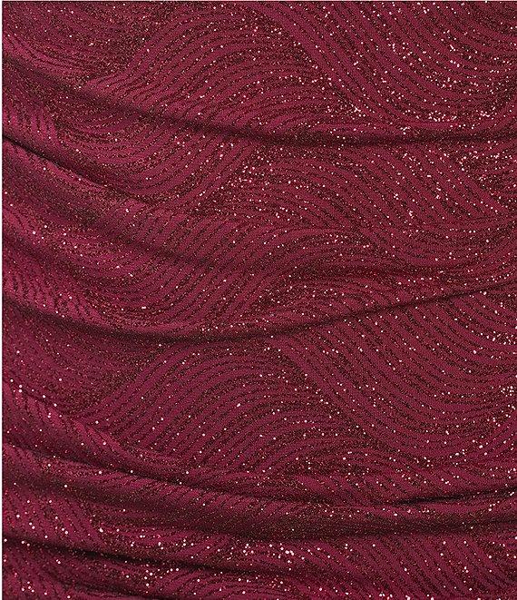 Honey and Rosie Glitter Patterned Cowl Neck Spaghetti Strap Fitted Shirred Dress Product Image