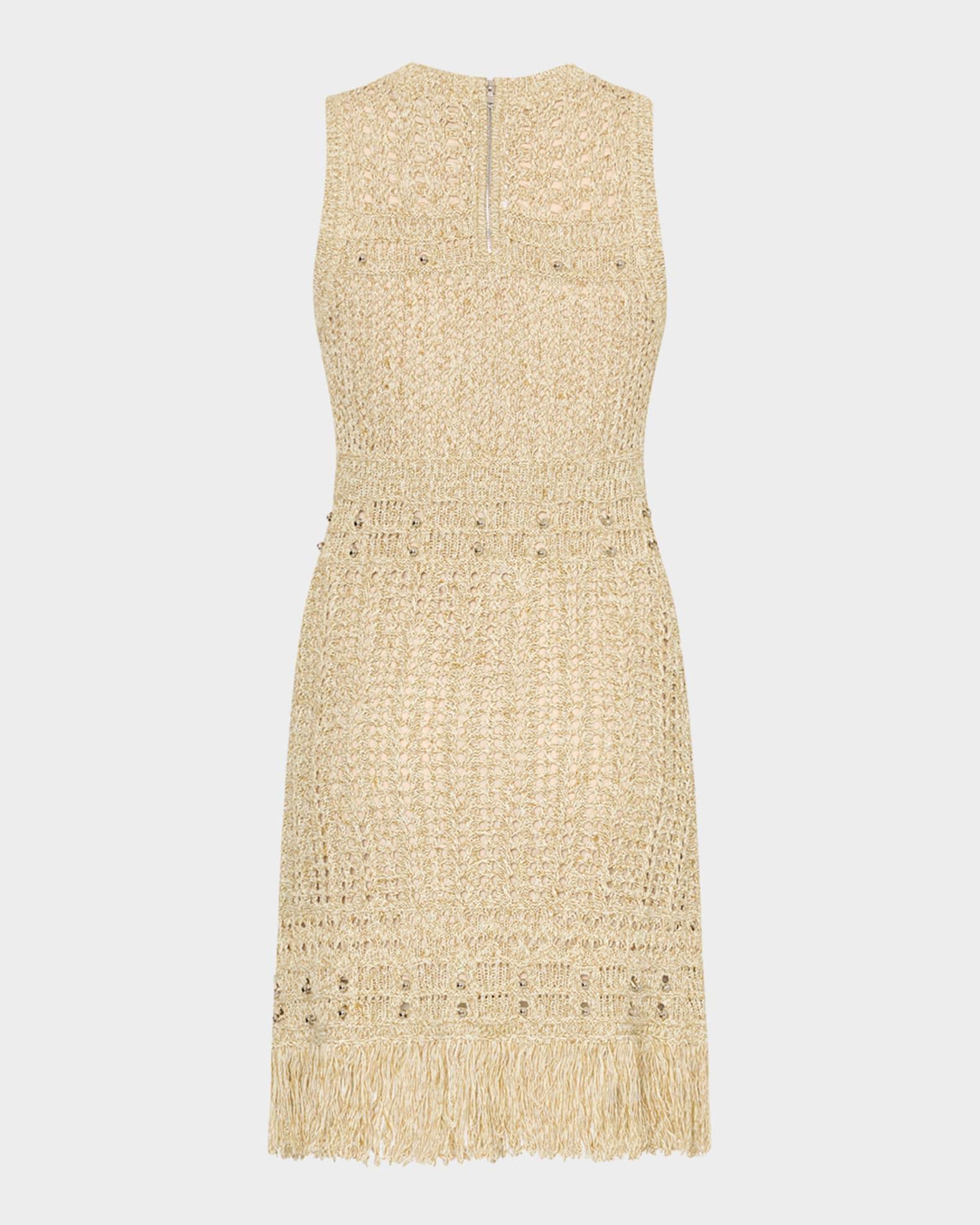 Beaded Fringe-Hem Knit Mini Dress Product Image
