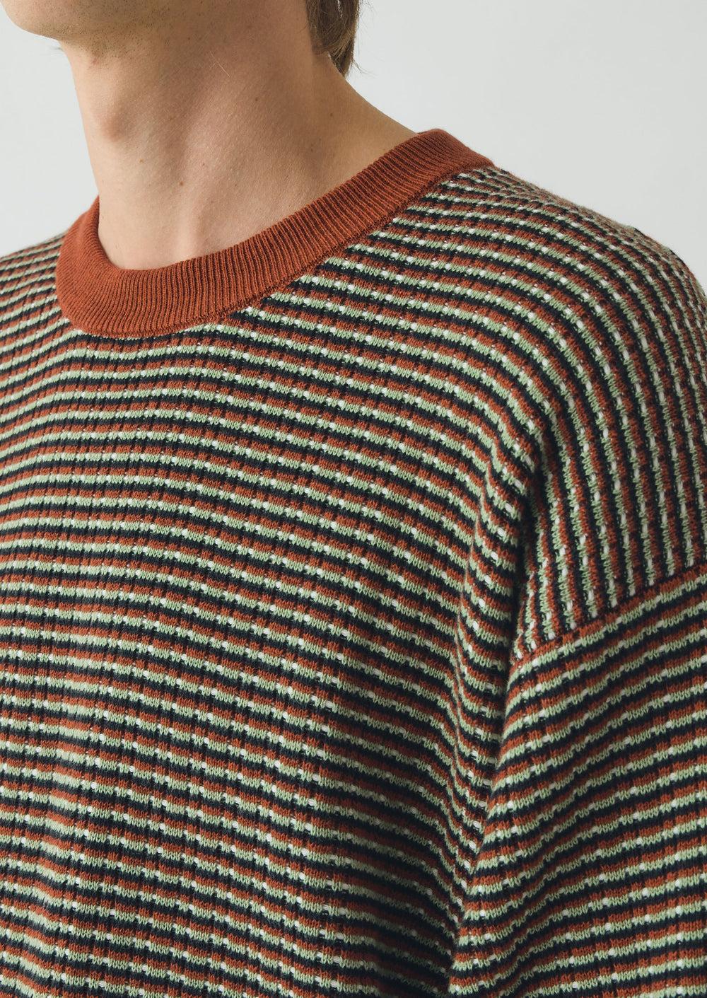 Knitted Cotton Tee | Green Multi Product Image