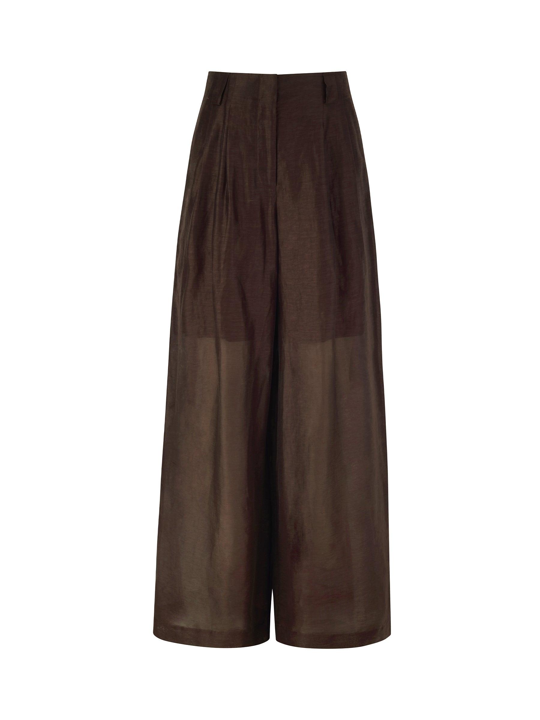 Tencel Linen Blend Women Straight Leg Pants Product Image