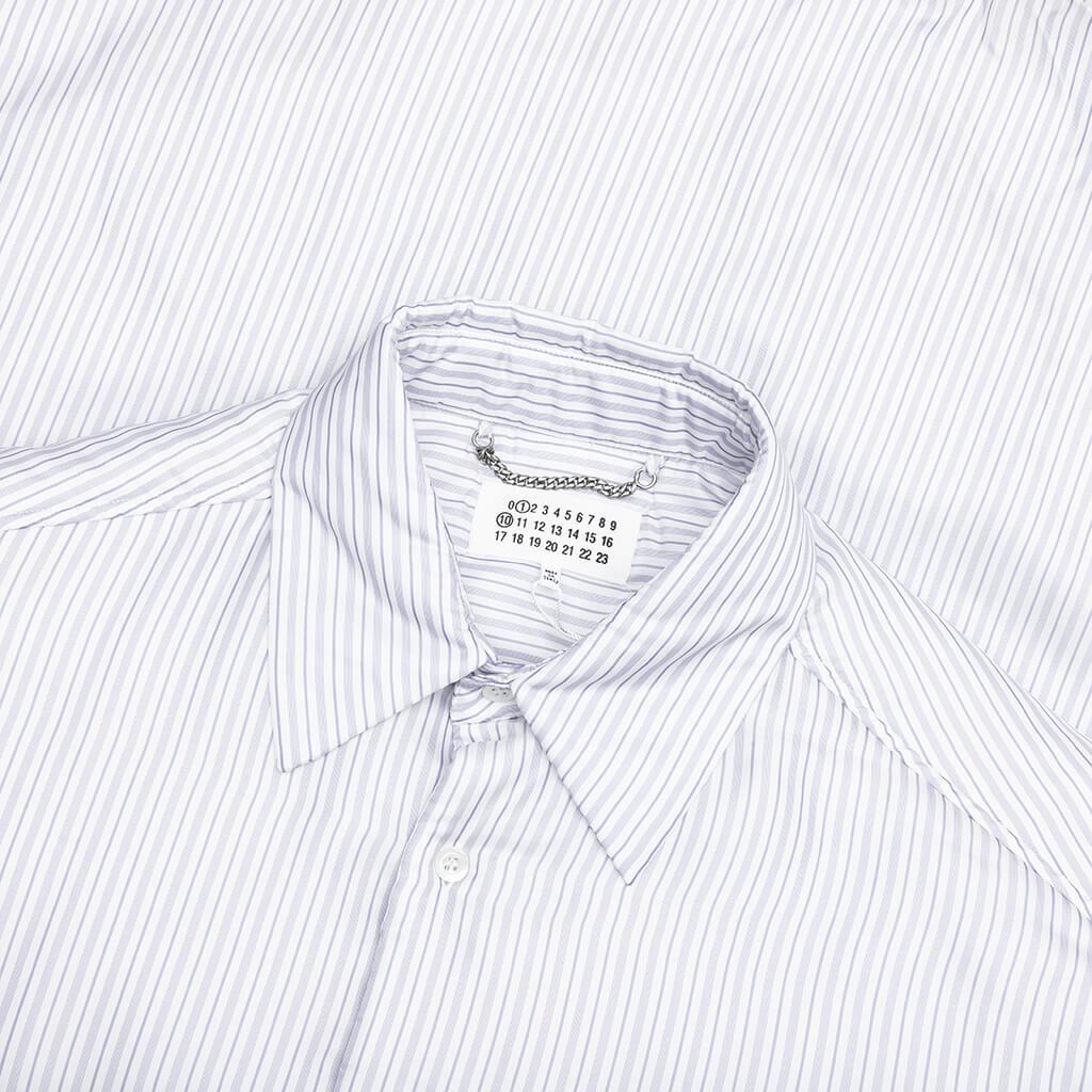 Padded Stripe L/S Shirt - Blue Male Product Image