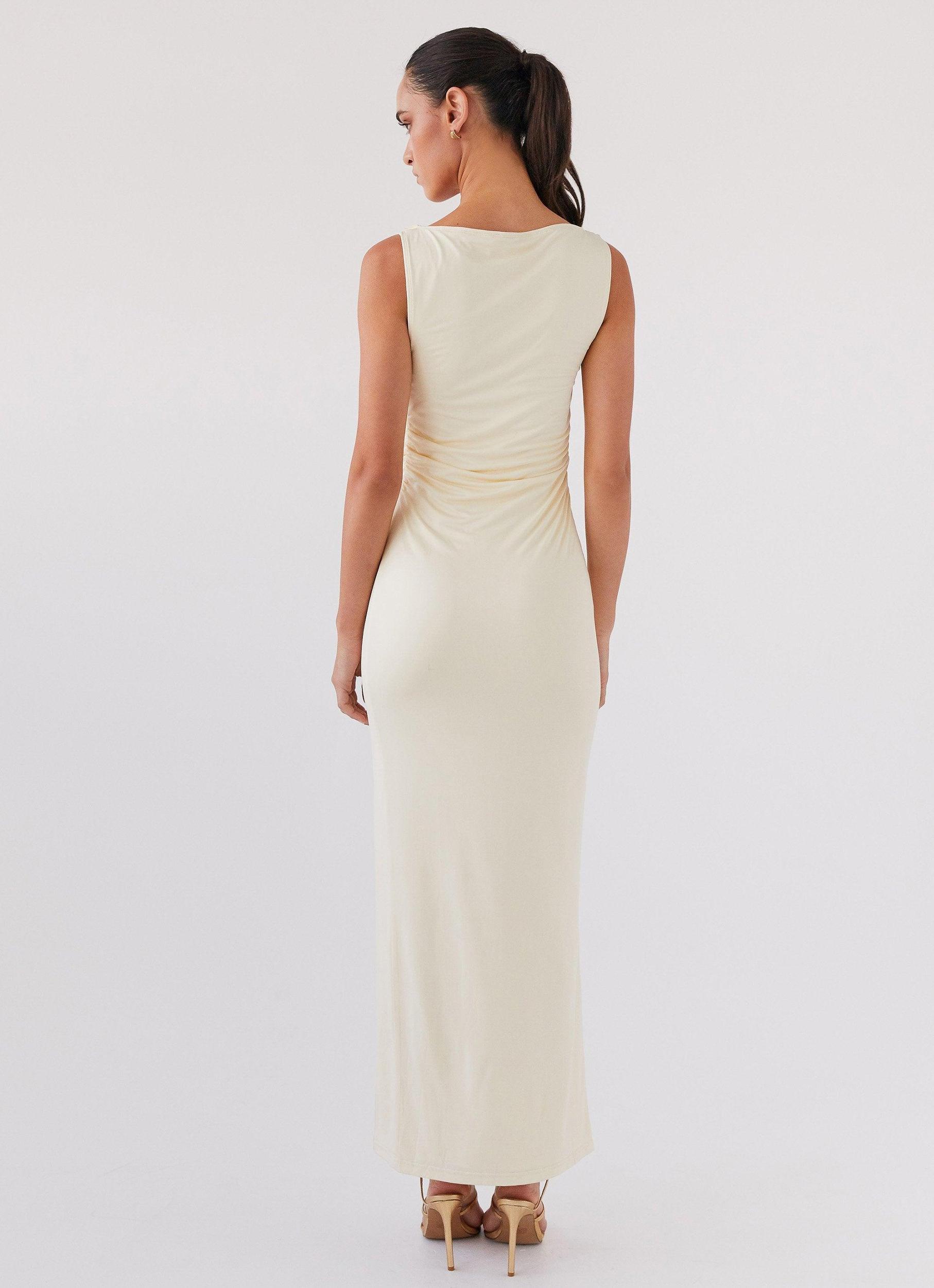 Stay With Me Frill Maxi Dress - Buttercream Product Image