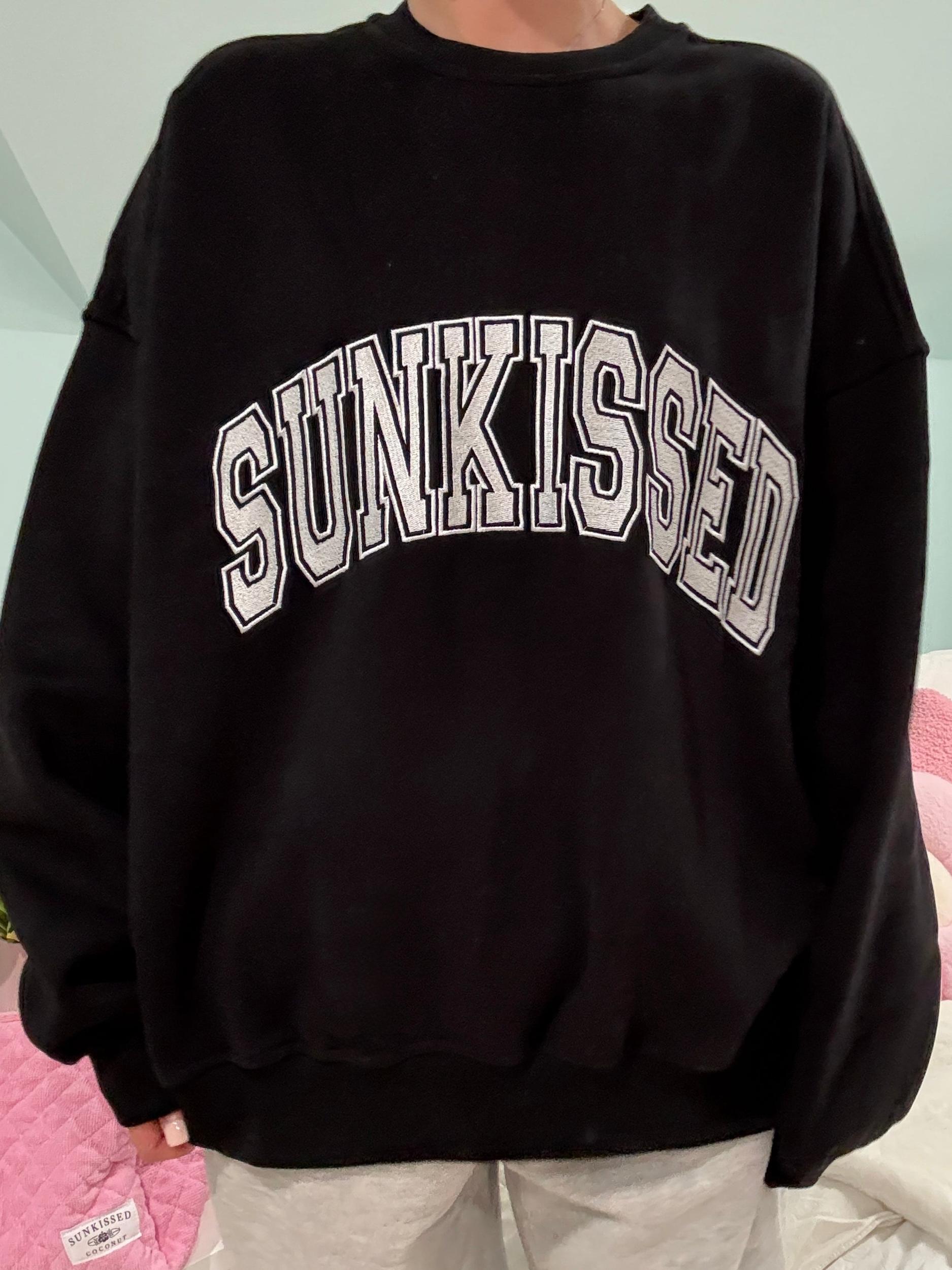 Black Sunkissed Varsity Embroider Sweatshirt Product Image