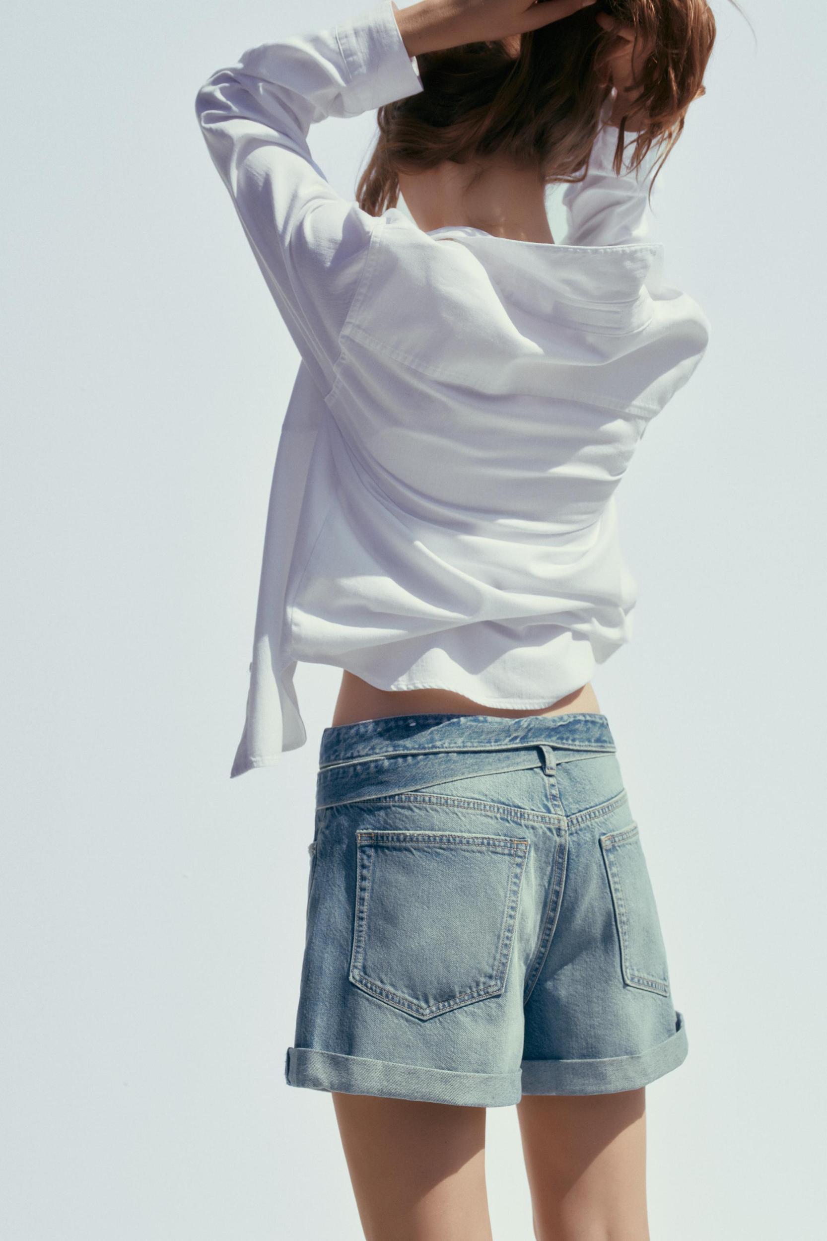 TRF DENIM BELTED SHORTS Product Image