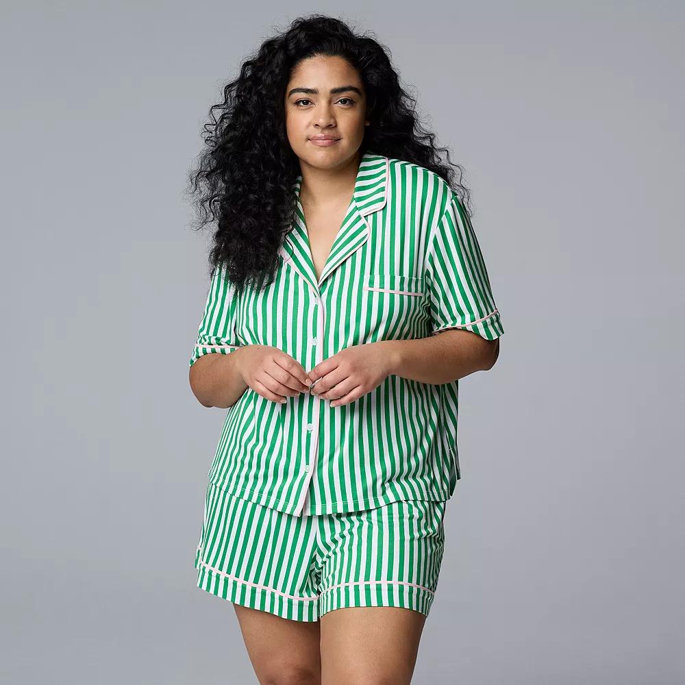 Plus Size Simply Vera Vera Wang 2-Piece Top & Boxer Sleep Set, Womens Product Image