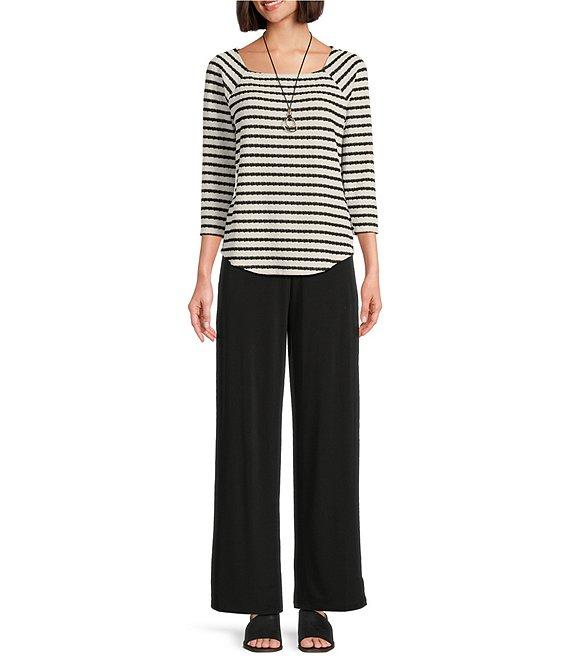 I.N. Studio Stretch Knit Ruched Waist Wide Leg Pull-On Ankle Pants Product Image