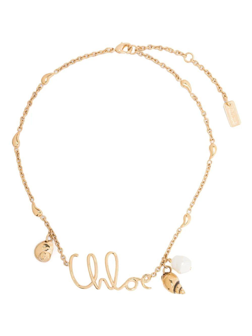 CHLOÉ Golden Logo Shells Necklace Product Image