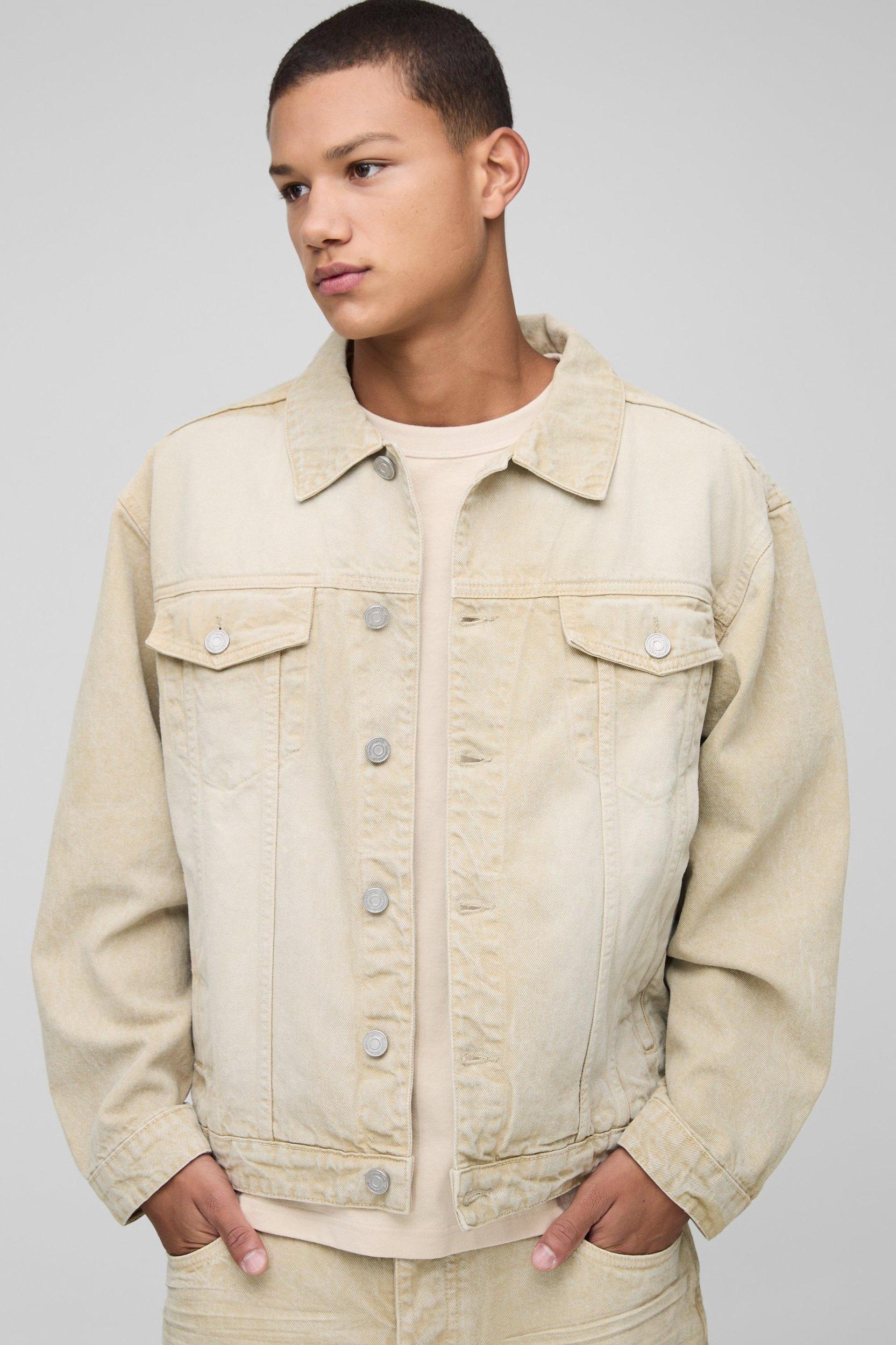 Regular Washed Stone Jean Jacket | boohooMAN USA Product Image