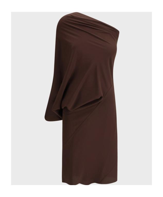 RICK OWENS One-shoulder Draped Dress In Brown Product Image