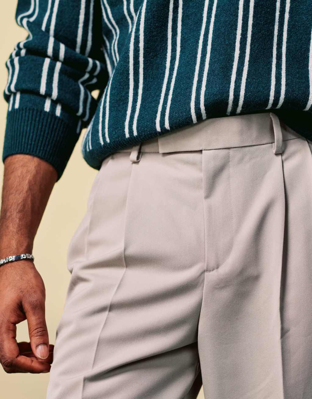 ASOS DESIGN smart wide leg pants with double pleats in stone | ASOS Product Image