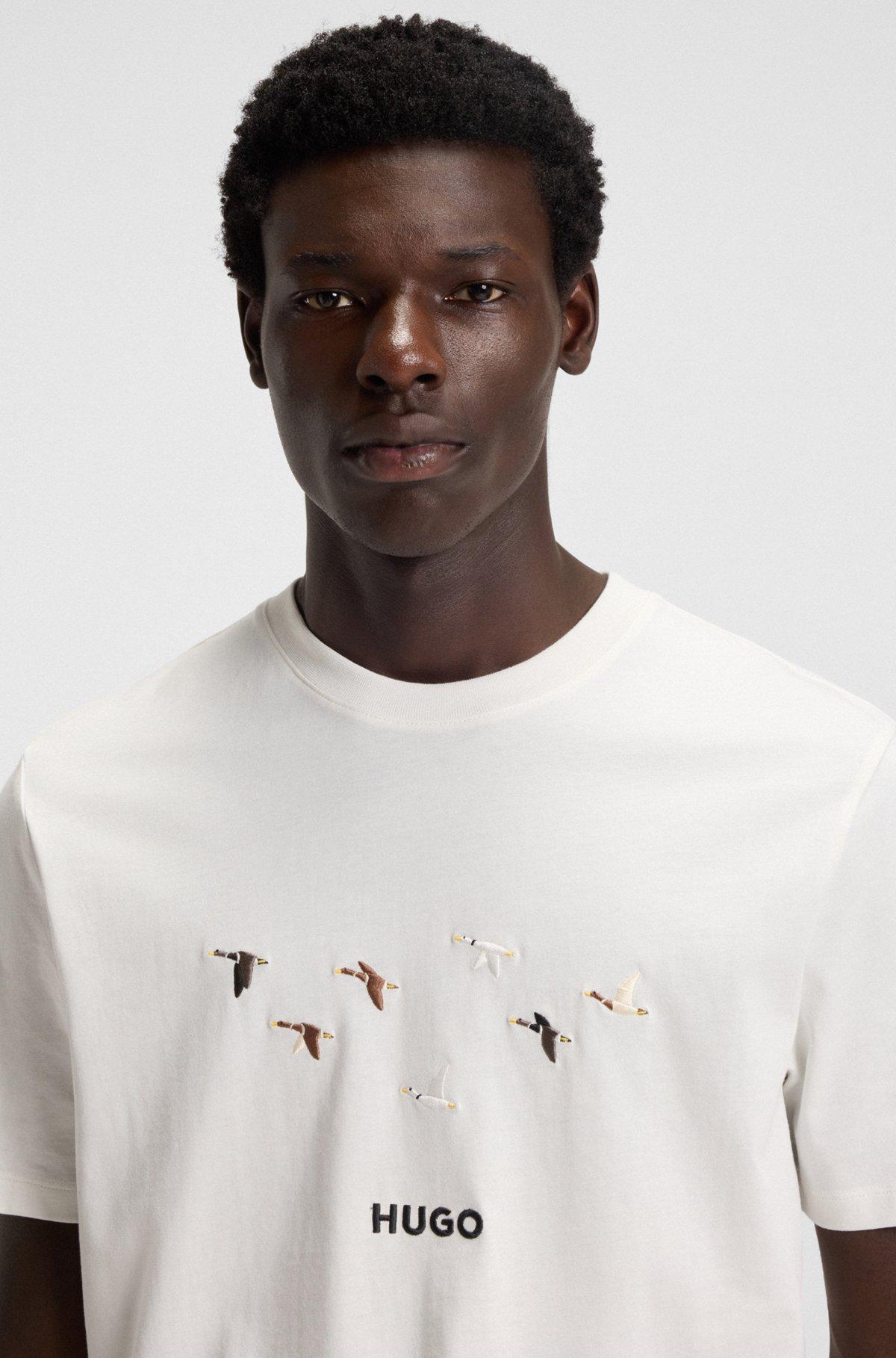 Cotton jersey T-shirt with curved embroidered logo Product Image