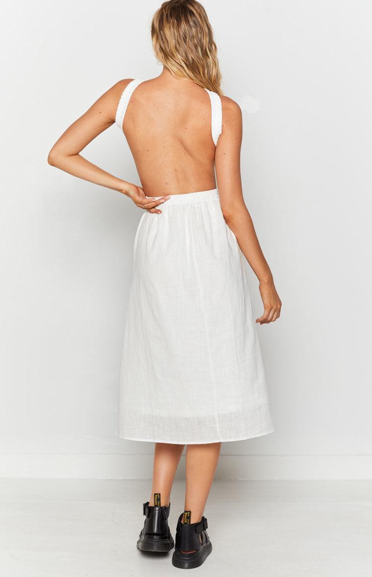 Odessa Backless Midi Dress White Product Image