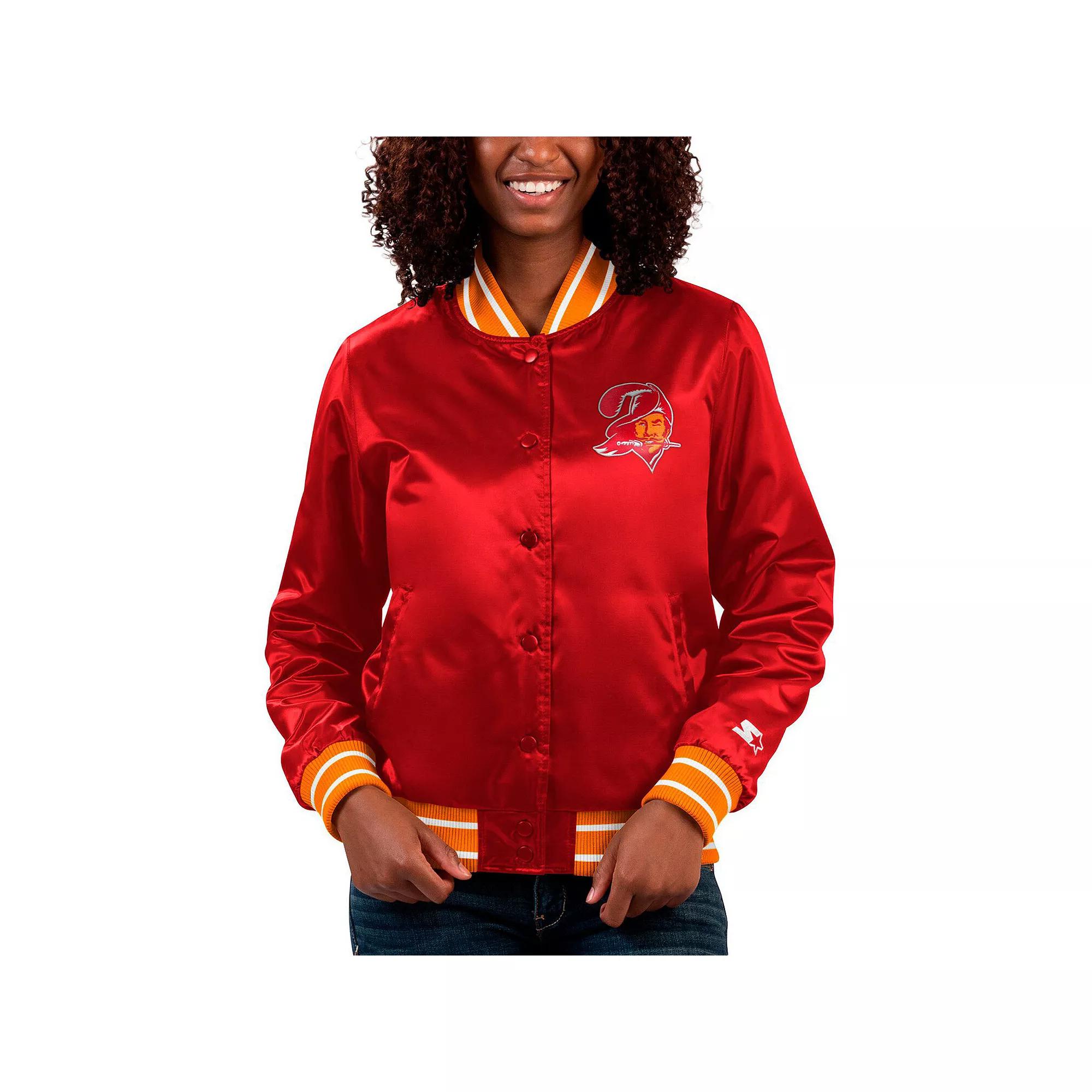 Women's Starter Navy New England Patriots Full Count Satin Full-Snap Varsity Jacket, Size: Medium, Blue Product Image