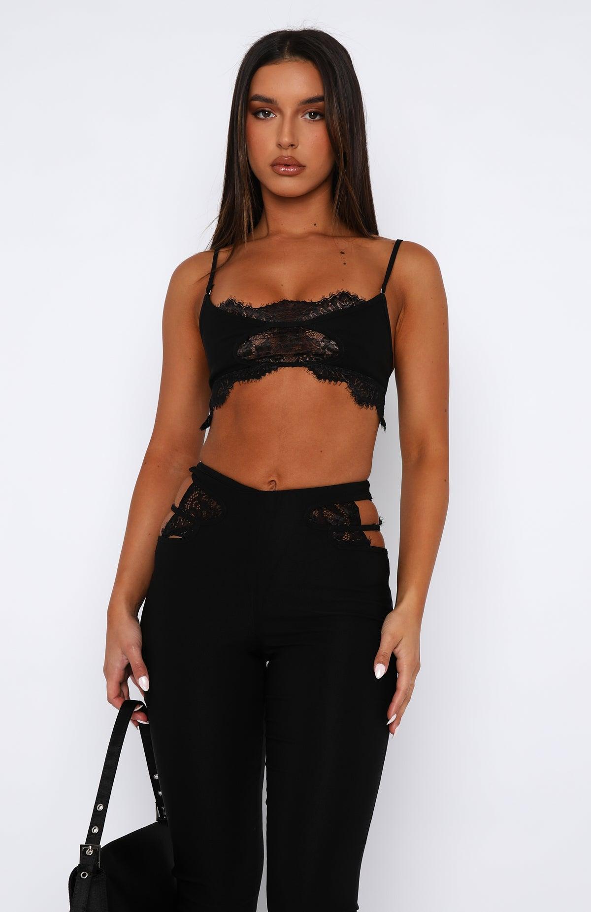 If I Were You Lace Crop Black Product Image
