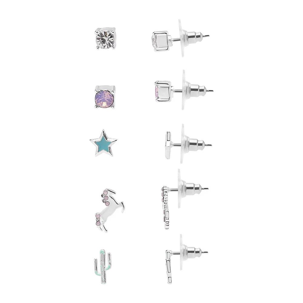 LC Lauren Conrad Sterling Silver 6-Piece Charm Earring Set, Women's, Multi Product Image
