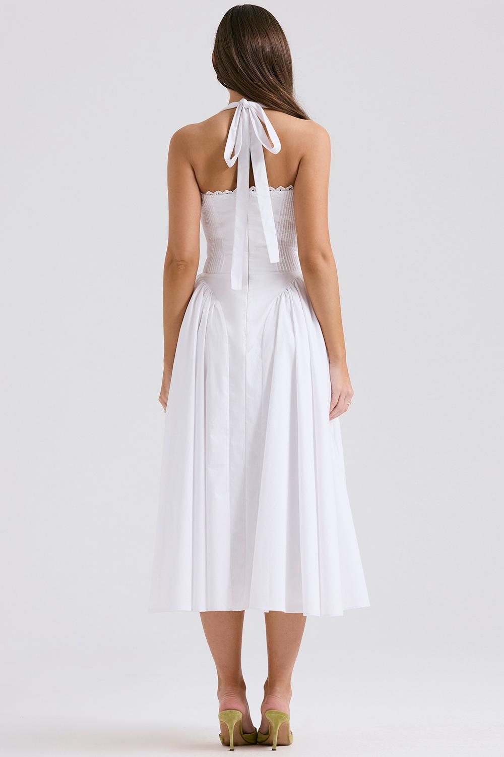 Adabella  white cotton halter sundress Product Image