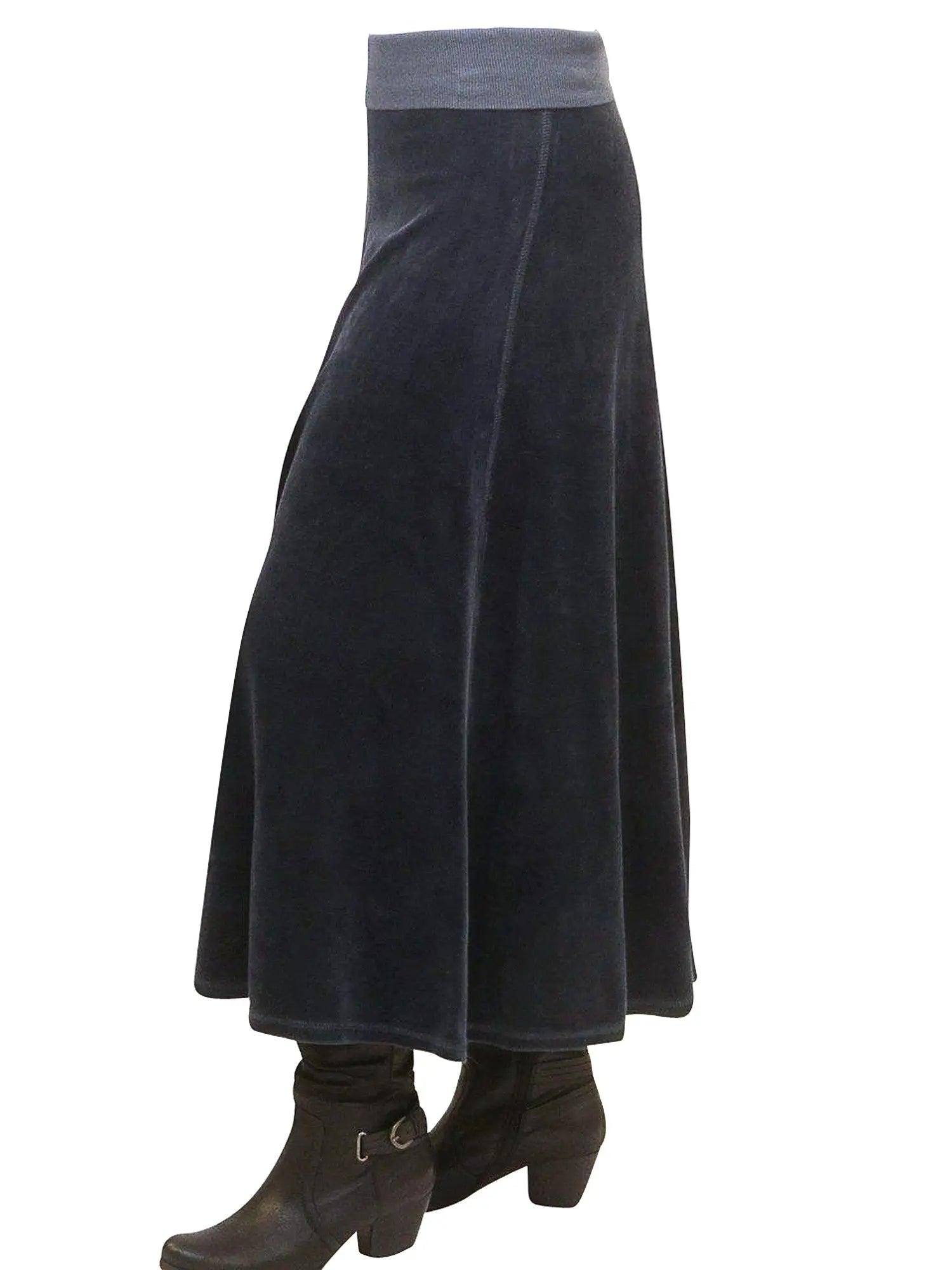 Hard Tail Rolldown Waist Velour Sweep Skirt V-128 Product Image
