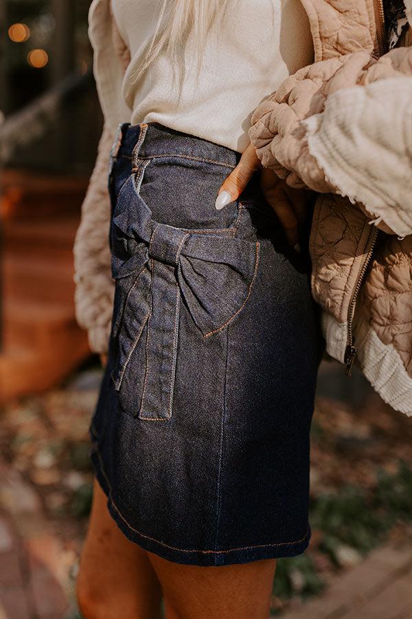 The Kaeli High Waist Denim Skirt in Dark Wash Product Image