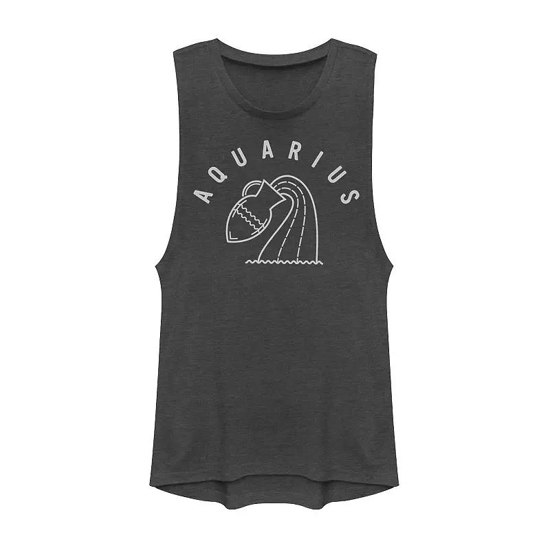 Juniors' Zodiac Aquarius Sign Logo Muscle Tank Top, Girl's,  Product Image