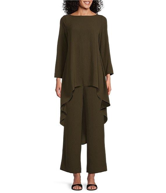 IC Collection Crinkle Woven Elastic Waist Wide Leg Pull-On Pants Product Image