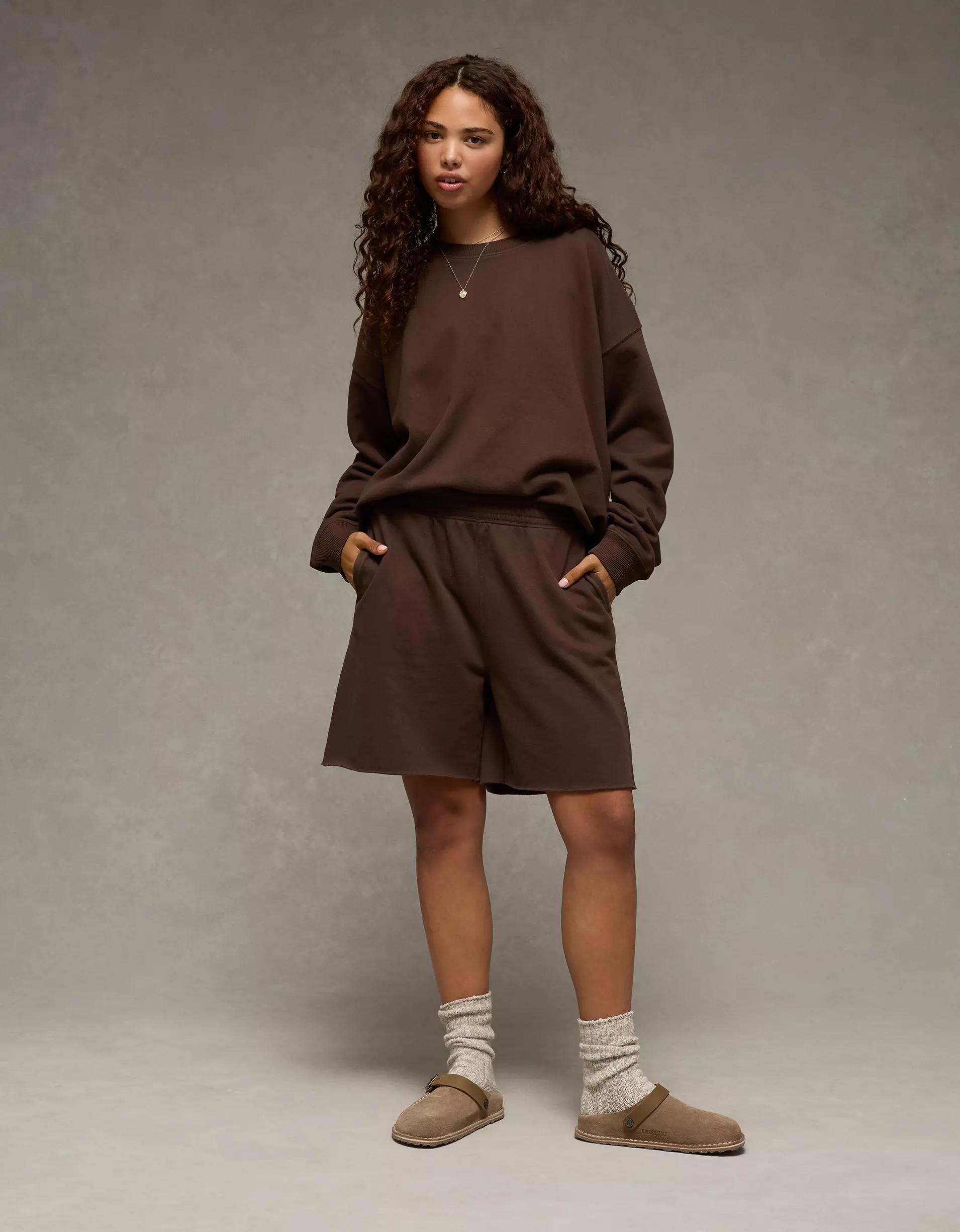 AE Everyday Luxe Cropped Cut-Off Sweatshirt Product Image