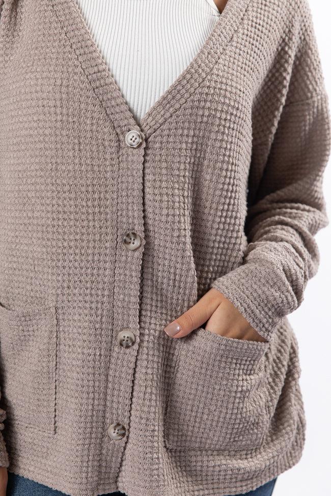 Sounds Like Me Taupe Waffle Knit Cardigan FINAL SALE Product Image